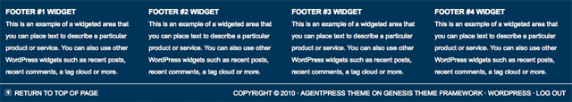 AgentPress Child Theme Footer Widgets