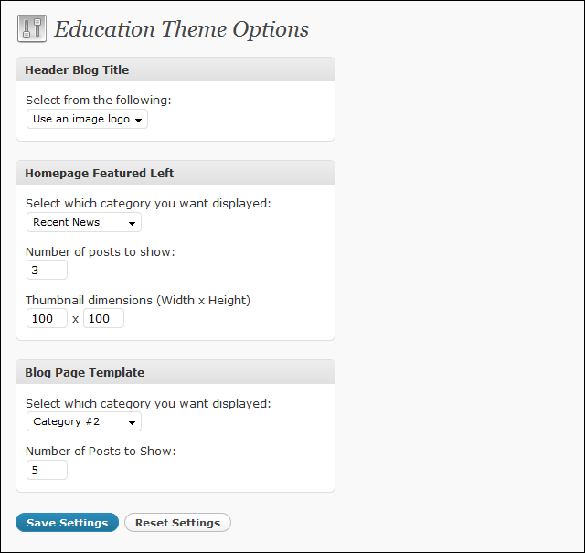 Education WordPress Theme Options