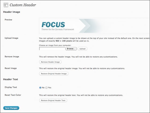 Focus Theme Custom Header
