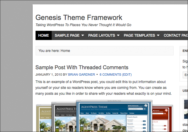 Genesis theme framework gray background