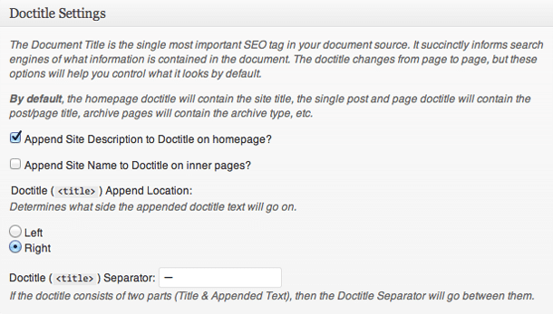 Doctitle Settings - Genesis SEO