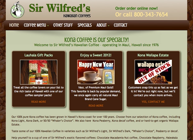 Sir Wilfred's Hawaiian Coffee